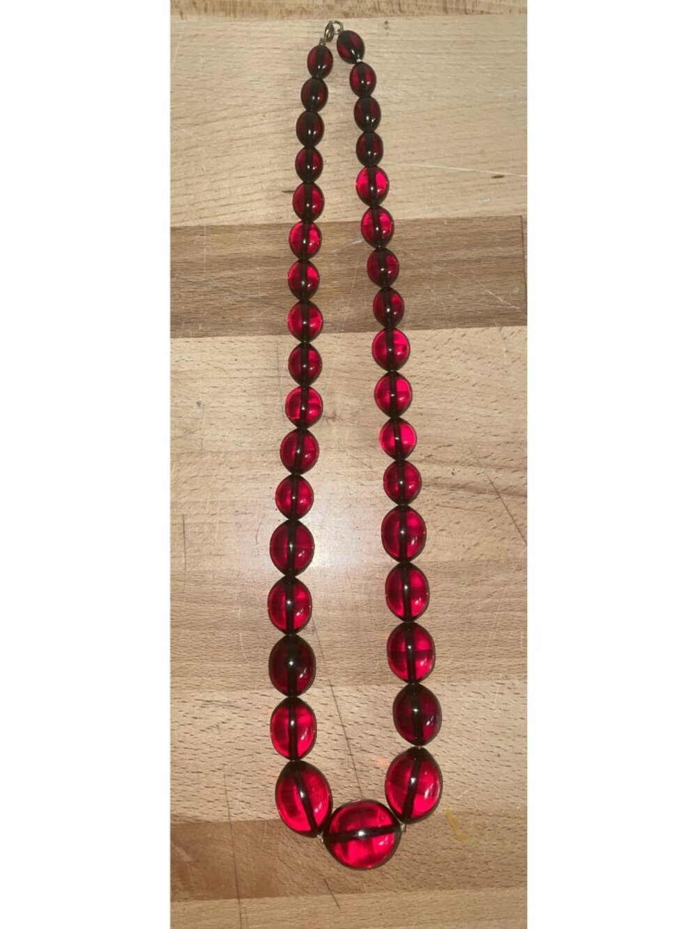 Stunning Heavy Vintage Graduated Cherry Amber Bead Necklace  24” 121.9 grams